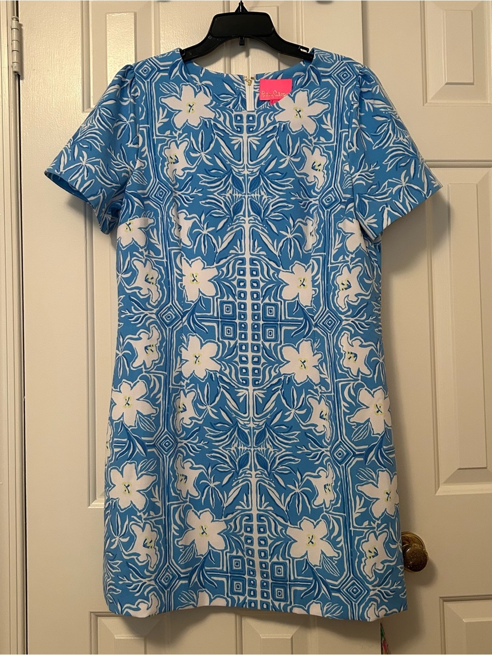 Lilly Pulitzer Dixey Short Sleeve Stretch Shift Dress My Flutter Half Size 16